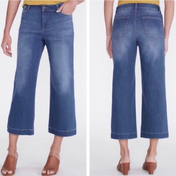 Garnet Hill Wide Leg High Waist Organic
Cotton Crop Denim Blue Jeans Size 29 - Picture 16 of 16
